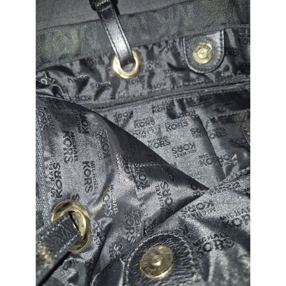 Michael Kors Black Leather Monogram Jet Set Grab Shoulder Tote Bag - Picture 8 of 10